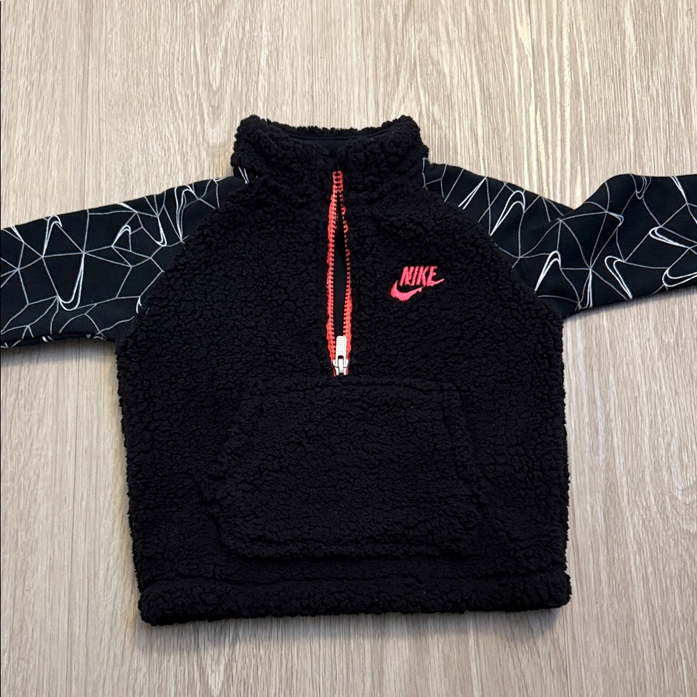 Nike Kids Black and Pink Sherpa Hoodie